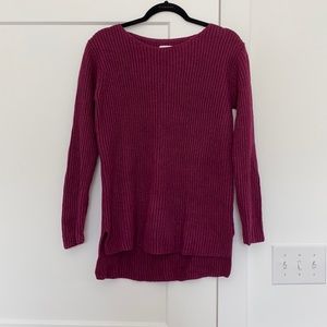 J. Jill Magenta Ballet Neck Wool Blend Sweater